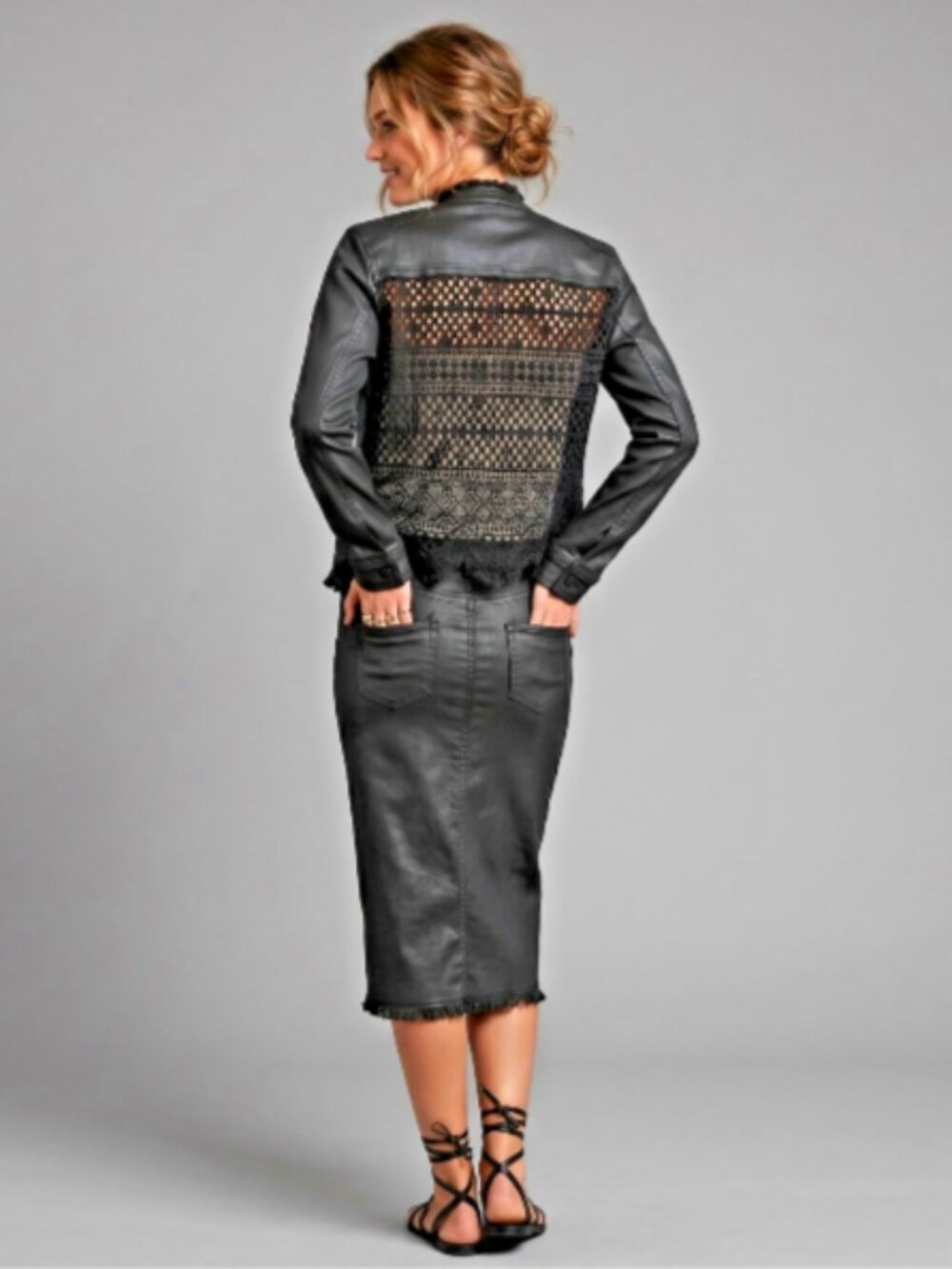 Elie Tahari Womens Black Cropped Jacket Crochet Back Medium Size - Picture 1 of 15